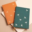 Teal Bee Fabric Notebook with Orange Notebook