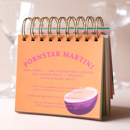 Cocktail Recipe Flip Chart Open on Pornstar Martini Recipe