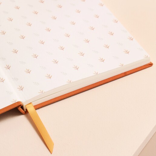 Inside page of Personalised Initials Bee Fabric Notebook in orange