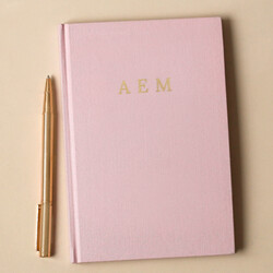 Personalised Bold Name Fabric Notebook in Pink