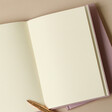 Personalised Bold Name Fabric Notebook in Pink Open on Blank Page