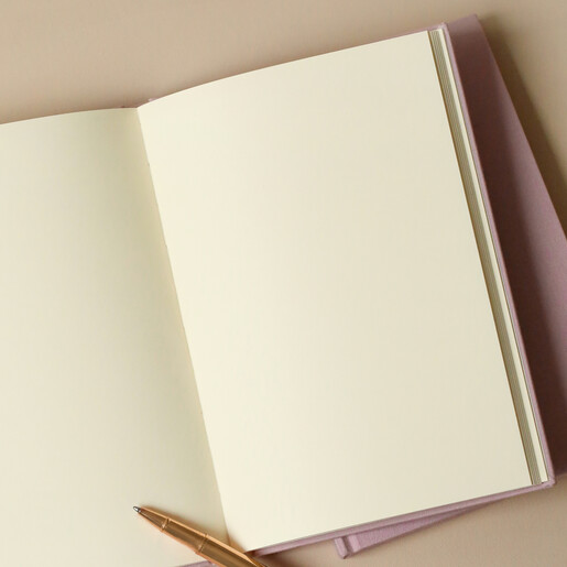 Personalised Script Name Notebook in Pink Open with Pen on Page