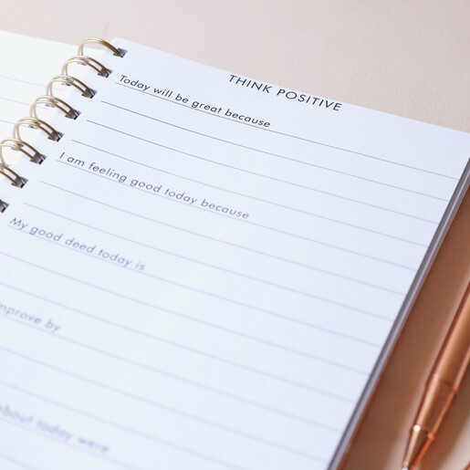 Pink Floral Positivity Planner Open on Think Positive Page