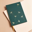 Teal Bee Fabric Notebook on neutral coloured background