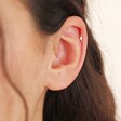 Brunette Model Wearing Tish Lyon Solid Gold Lightning Bolt Helix Earring