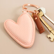 Caroline Gardner Vegan Leather Peach Heart Keyring Attached to Bunch of Keys