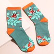 Personalised House of Disaster Secret Garden Fox Socks on Beige Coloured Background