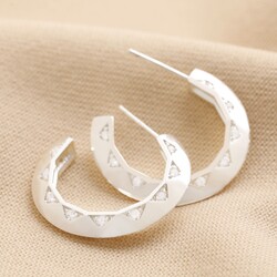 Estella Bartlett Geometric Crystal Hoop Earrings in Silver