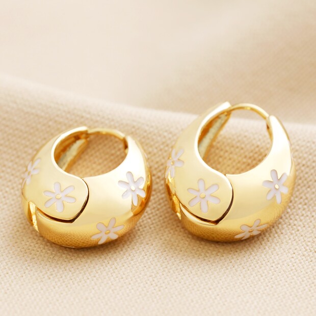 Estella Bartlett Chunky Flower Dome Hoops in Gold
