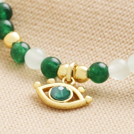 Close Up of Eye Charm on Estella Bartlett Evil Eye Beaded Bracelet In Gold