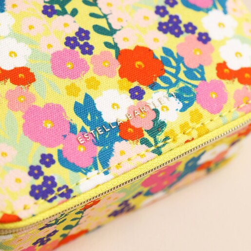 Estella Bartlett Mini Floral Jewellery Case in Yellow Up Close Pattern