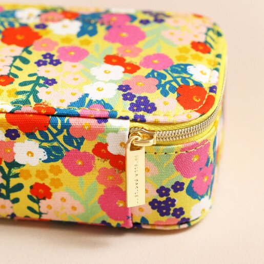 Up Close of Zipper Estella Bartlett Mini Floral Jewellery Case in Yellow