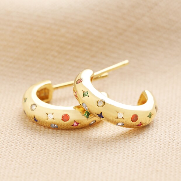 Rainbow Hoop Earrings Gold Estella Bartlett Lisa Angel