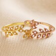 Adjustable Sterling Silver Crystal Fern Leaf Ring in Rose Gold With Gold Version