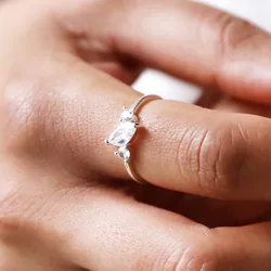 Sterling Silver Clear Crystal Ring