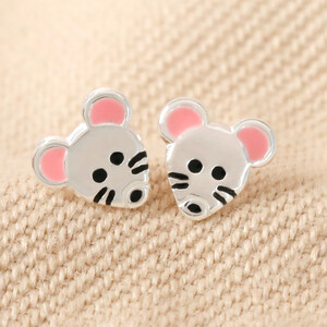 Mouse stud earrings in sterling silver