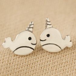 Sterling Silver Narwhal Stud Earrings