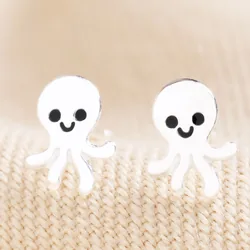 Sterling Silver Octopus Stud Earrings