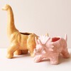 Mustard Diplodocus Dinosaur Planter With Pink Triceratops Version