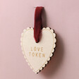 Close Up of Love Token Feature on Personalised Wooden Heart Love Token Valentine's Greeting Card