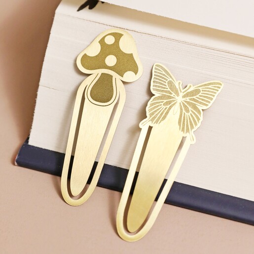 Designworks Ink Garden Metal Bookmarks Duo Laid against Book Edge