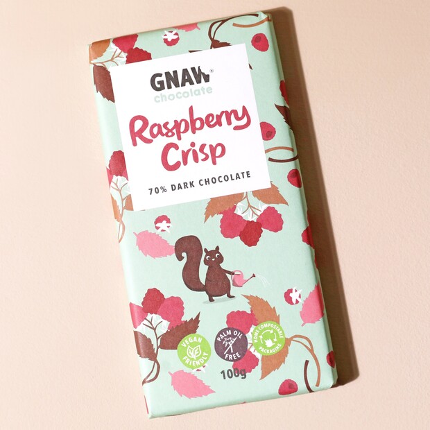 Gnaw Raspberry Crisp Dark Chocolate Bar Gnaw Raspberry Crisp Dark Chocolate Bar
