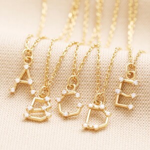 Crystal Constellation Initial Necklace in Gold A