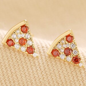 Crystal Pizza Stud Earrings