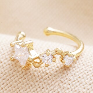 Crystal Star Ear Cuff in Gold