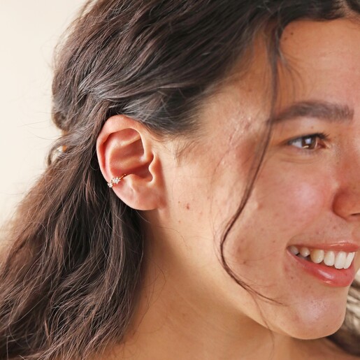 Crystal Star Ear Cuff in Gold on Model