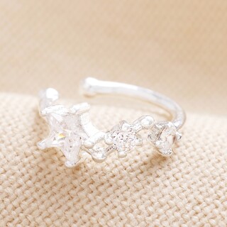 Crystal Star Ear Cuff in Silver