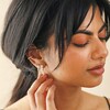 Crystal Triple Star Huggie Hoop Earrings in Silver on Model