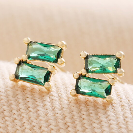 Emerald Stone Stud Earrings