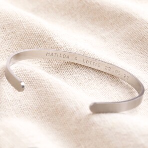 Men's Hand-Stamped Stainless Steel Torque Bangle