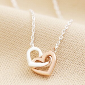 Linked Hearts Necklace Silver/Silver & Rose Gold Heart