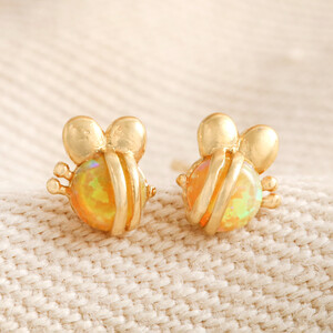 Citrine Bee Stud Earrings Gold