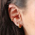 Pink Opal Flower Stud Earrings in Gold in Curated Ear on Model