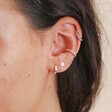 Curated Ear with Pink Opal Flower Stud Earrings in Silver on Model