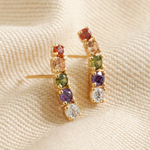 18k Yellow Gold Gray Diamond Stud Earrings with a Rainbow Halo For Sale at  1stDibs | rainbow diamond earrings