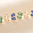 Sapphire Blue Stone Stud Earrings in Gold With Champagne and Green Version
