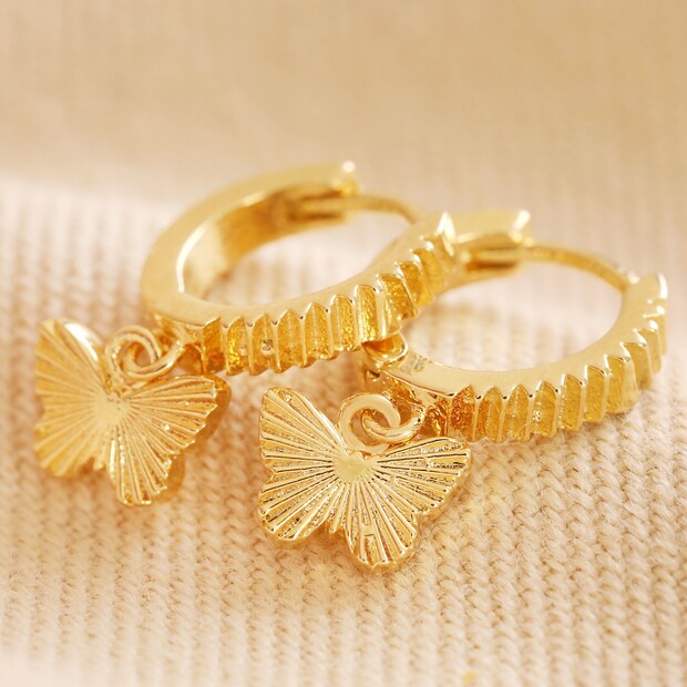 Textured Butterfly Huggie Hoop Earrings in Gold Textured Butterfly Huggie Hoop Earrings in Gold