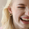 Model Wearing Crystal Flower and Enamel Bee Stud Earrings in Gold