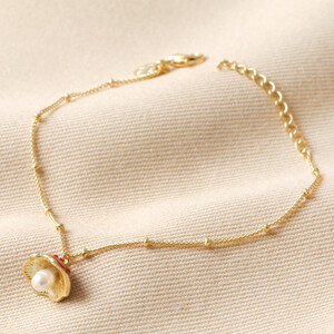 Pearl & Enamel Toadstool Bracelet on Satellite Chain