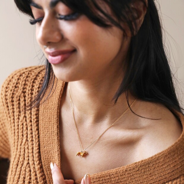 Sausage Dog Enamel Pendant Necklace in Gold Lisa Angel