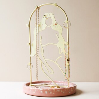 Feminine Figure Jewellery Stand with Terrazzo Base