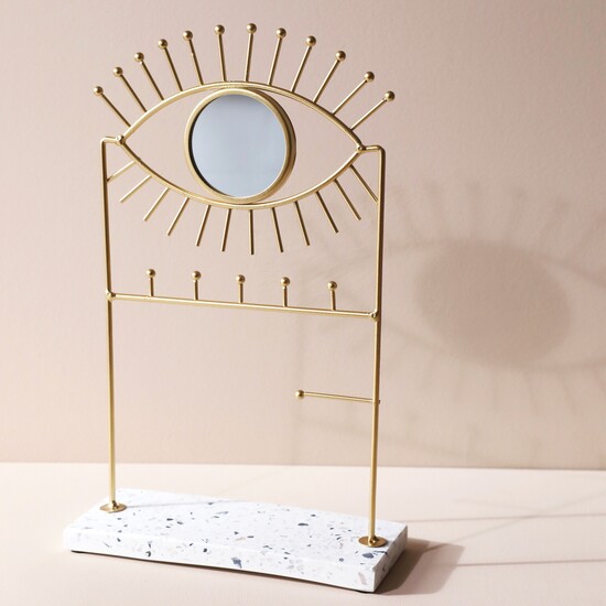 Eye Mirror and Jewellery Holder with Terrazzo Base