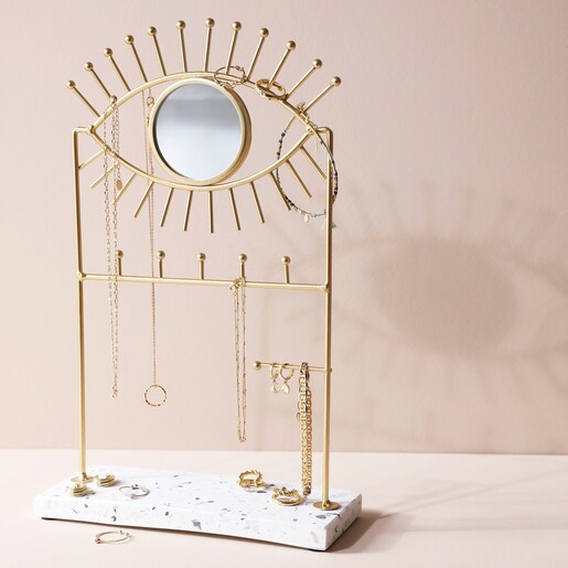 Jewellery Stand and Mirror with Terrazzo Base