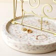 Close Up of White Terrazzo Base on the Sunshine Jewellery Stand