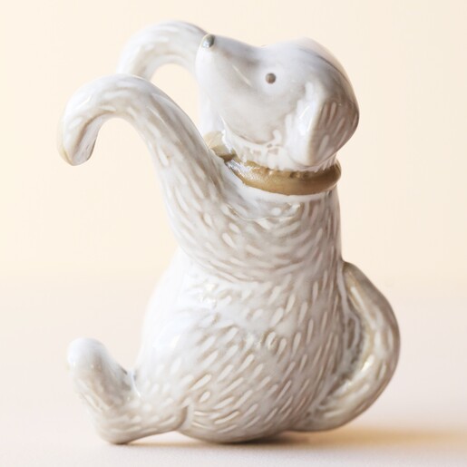 Ceramic Dog Planter Hanger on Neutral Background