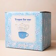 Front of Box For Cornflower Blue Floral Ceramic Teapot and Mug Set